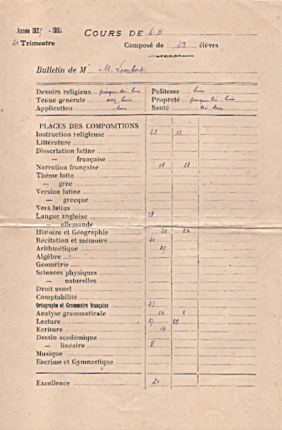 Maurice Lembert 1925 1926 6eR