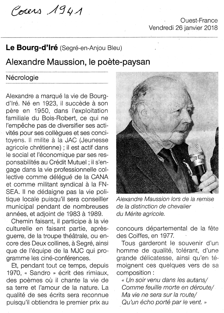 Décès de Alexandre Maussion